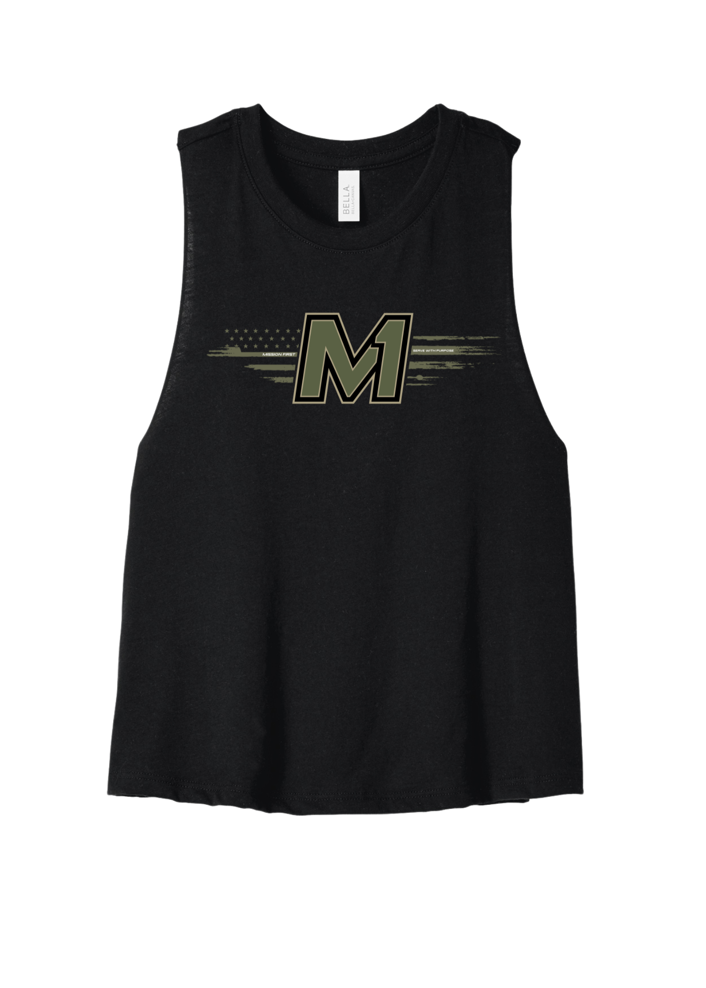 M1 Served Ladies Racerback Crop Tank