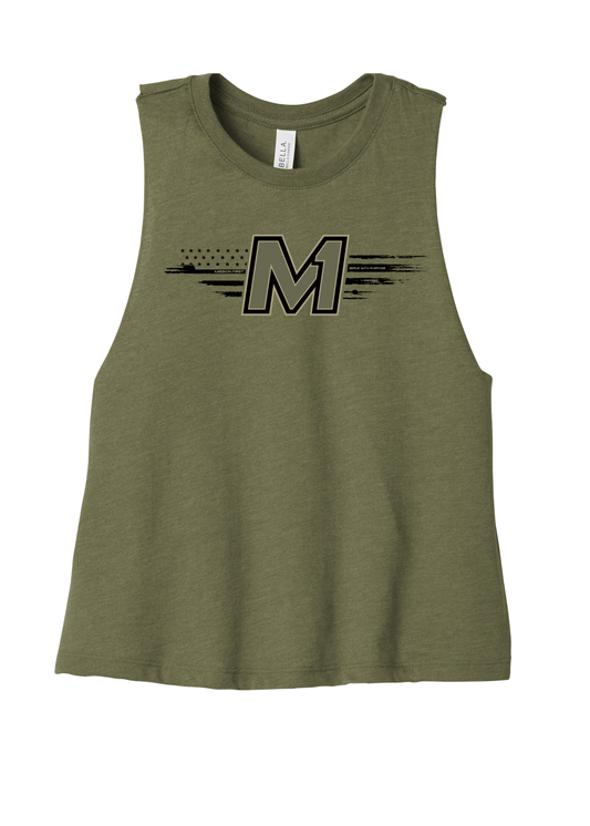 M1 Served Ladies Racerback Crop Tank