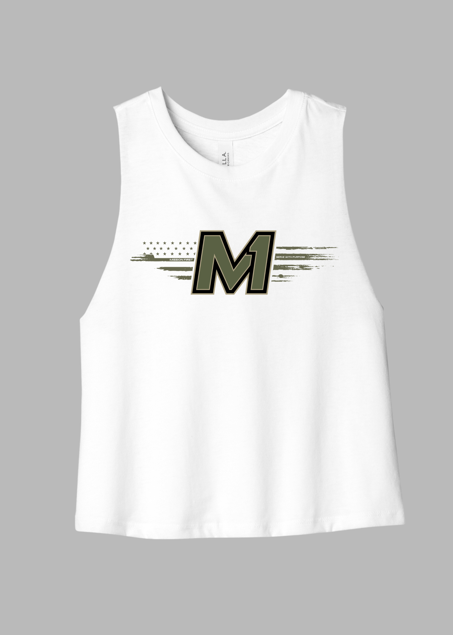 M1 Served Ladies Racerback Crop Tank