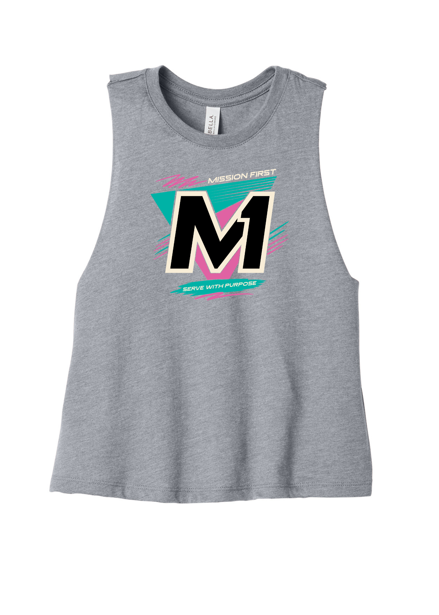 M1 Retro Shield Ladies Racerback Crop Tank
