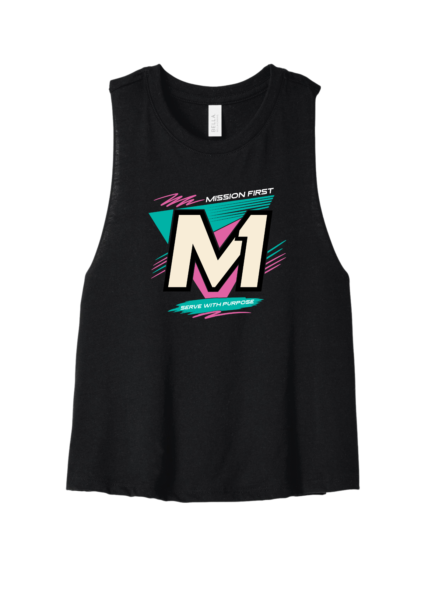 M1 Retro Shield Ladies Racerback Crop Tank