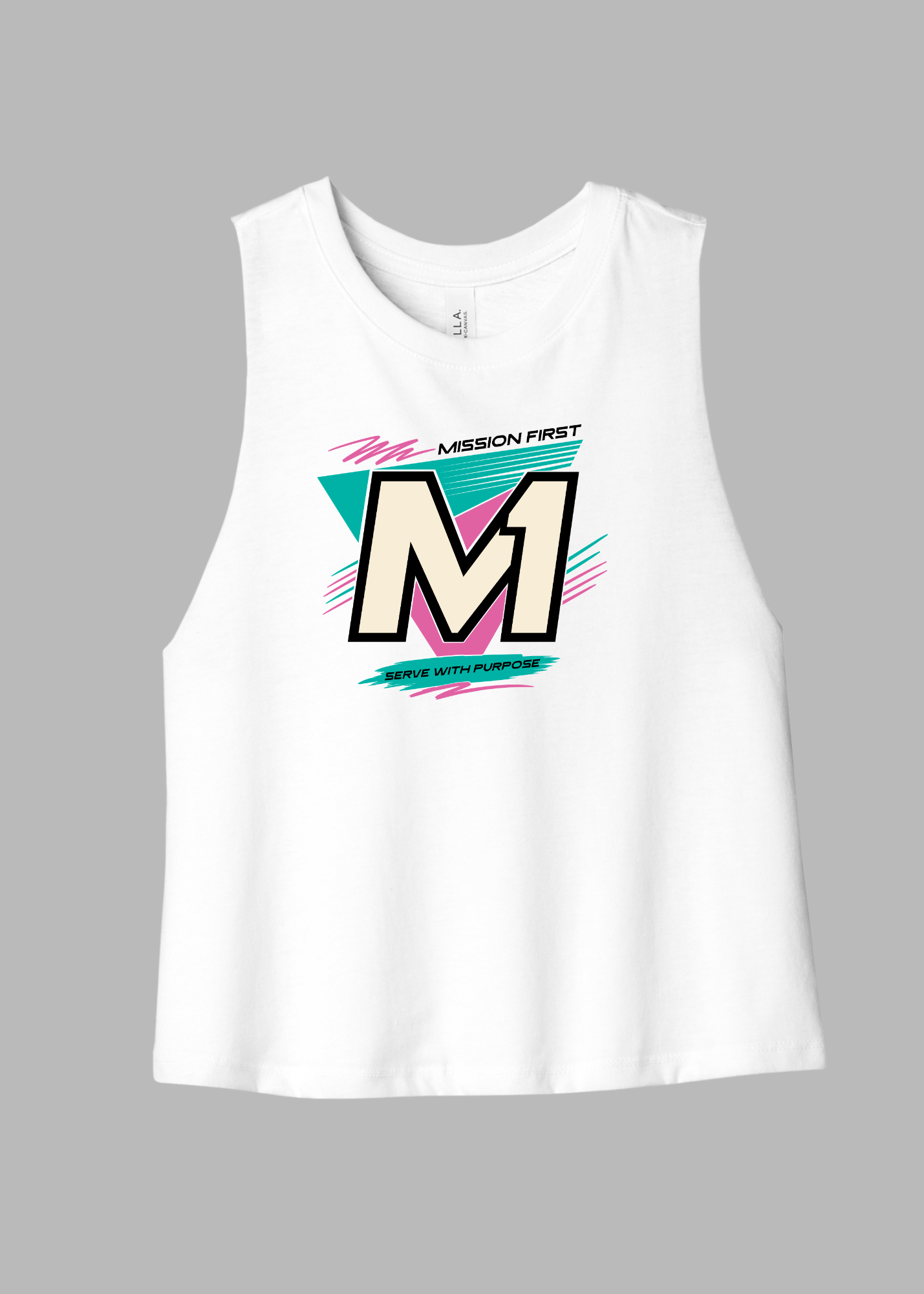 M1 Retro Shield Ladies Racerback Crop Tank