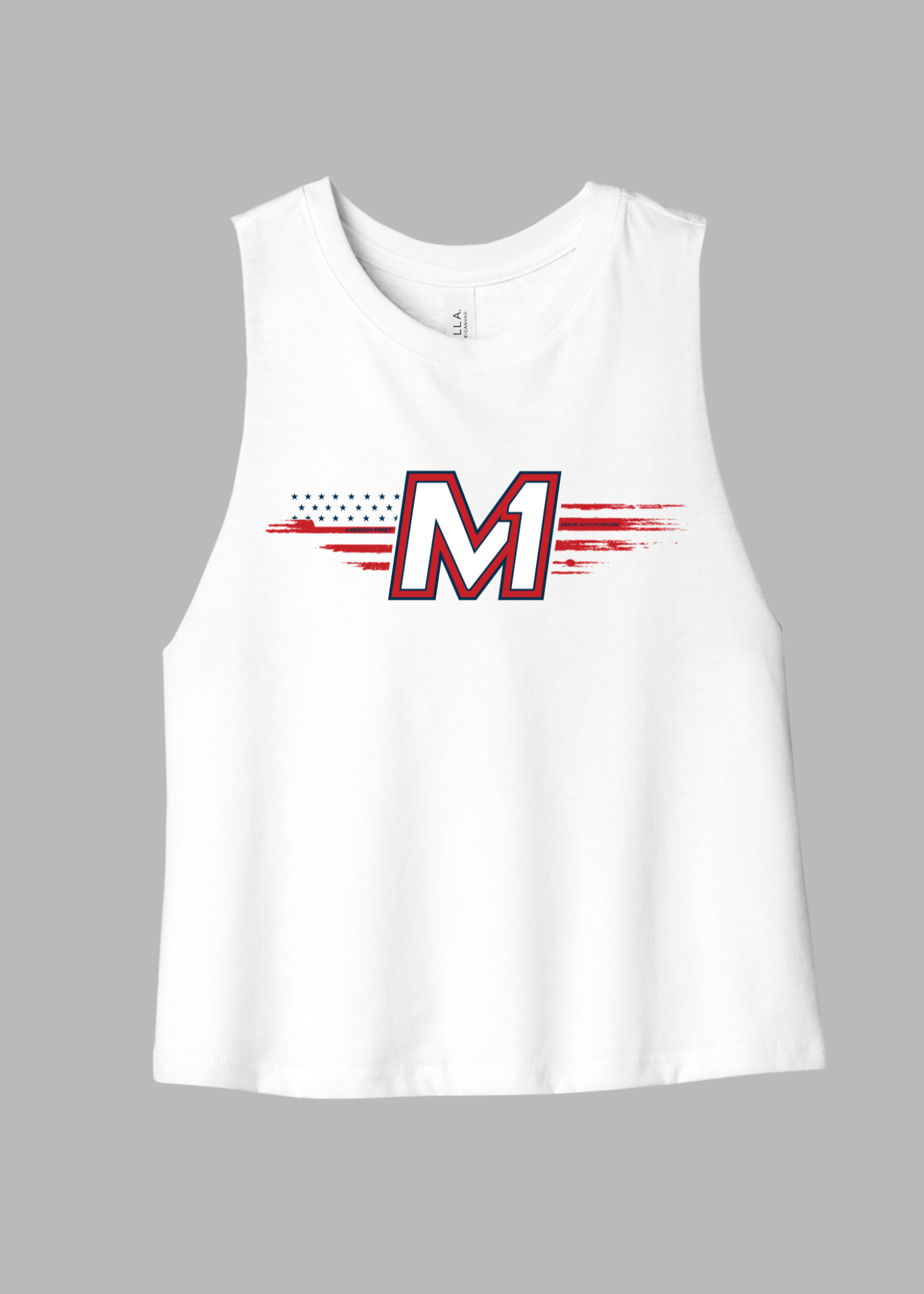 M1 Served "Merica" Ladies Racerback Crop Tank