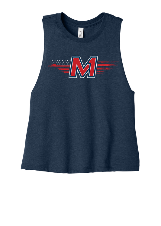 M1 Served "Merica" Ladies Racerback Crop Tank
